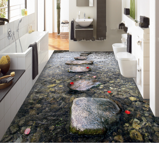 3D Riverbank Stones 414 Floor Mural  Wallpaper Murals Rug & Mat Print Epoxy waterproof bath floor