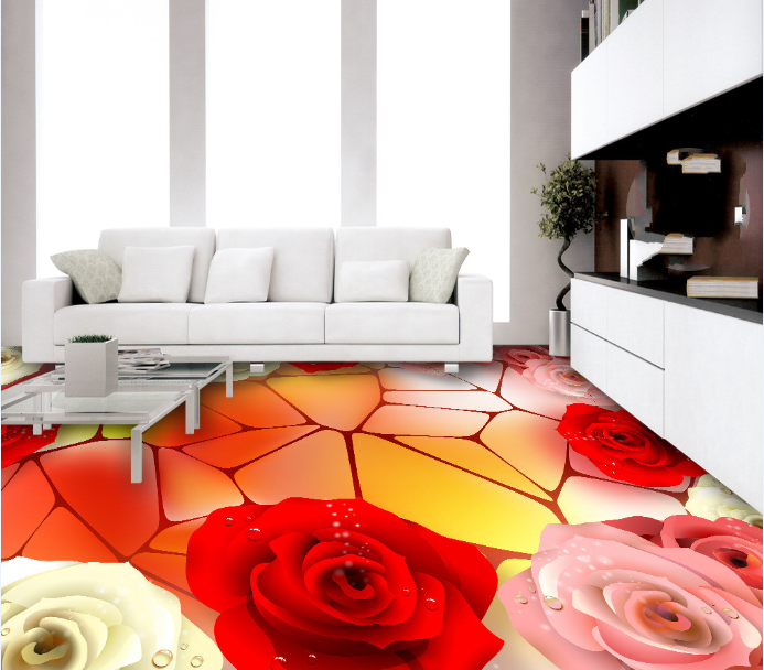 3D Tricolor Rose 400 Floor Mural  Wallpaper Murals Rug & Mat Print Epoxy waterproof bath floor