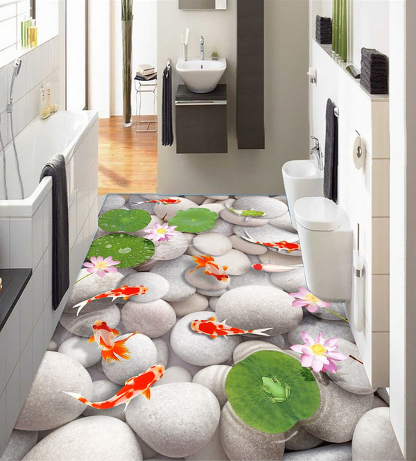 3D White Pebbles Floor Mural Wallpaper AJ Wallpaper 2 
