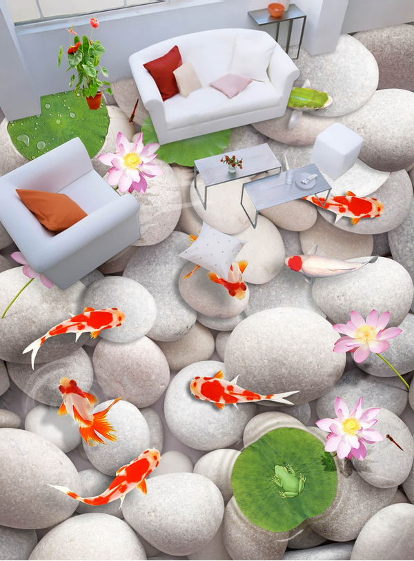 3D White Pebbles Floor Mural Wallpaper AJ Wallpaper 2 