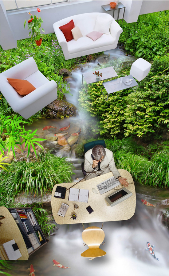 3D Stream Fishes Floor Mural Wallpaper AJ Wallpaper 2 