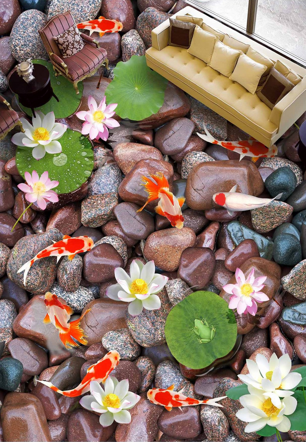 3D Wet Pebbles Floor Mural Wallpaper AJ Wallpaper 2 