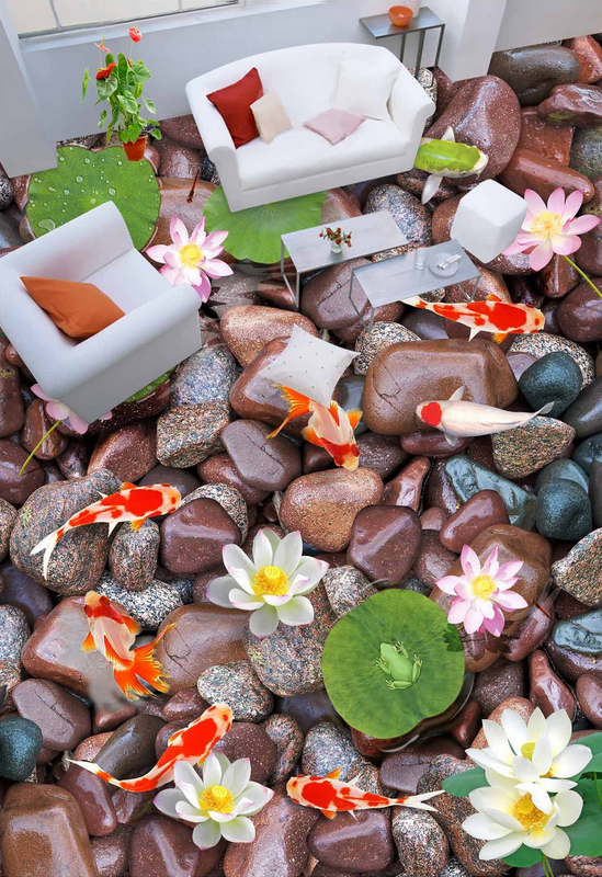 3D Wet Pebbles Floor Mural Wallpaper AJ Wallpaper 2 