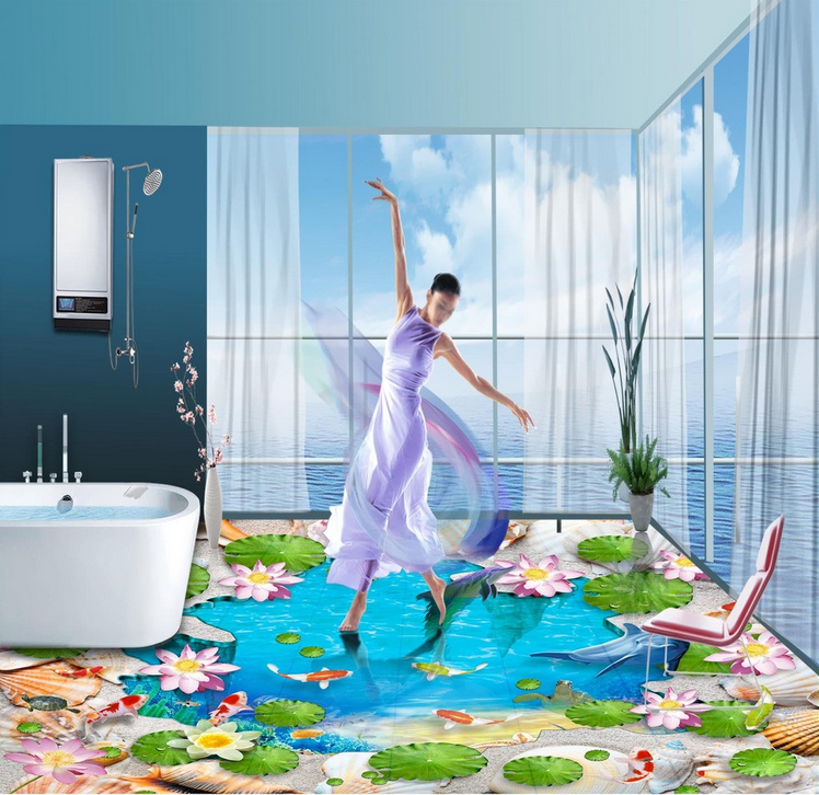 3D Colorful Beach Floor Mural Wallpaper AJ Wallpaper 2 