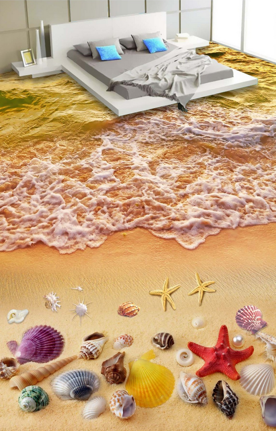 3D Sand Beach Treasures Floor Mural Wallpaper AJ Wallpaper 2 