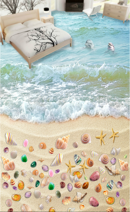 3D Colored Beach Floor Mural Wallpaper AJ Wallpaper 2 