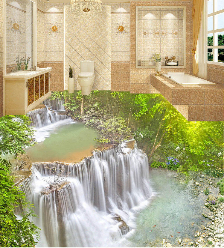 3D Waterfalls Landscape Floor Mural Wallpaper AJ Wallpaper 2 