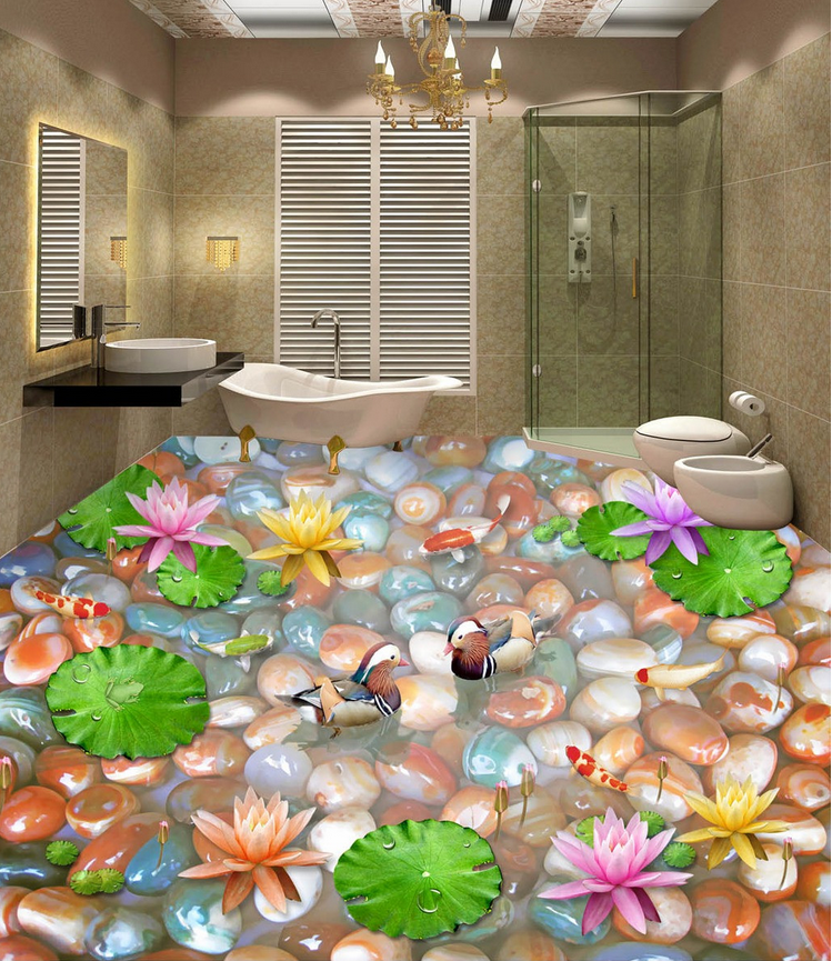 3D Colorful Pebbles Floor Mural Wallpaper AJ Wallpaper 2 