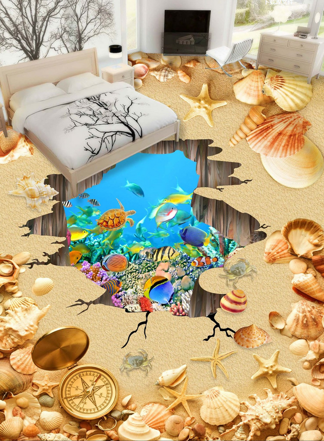 3D Beach Hole Floor Mural Wallpaper AJ Wallpaper 2 