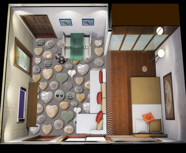 3D Heart Shape Stones Floor Mural Wallpaper AJ Wallpaper 2 