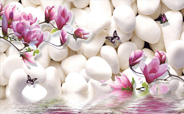 Stones And Flowers Branches Wallpaper AJ Wallpaper 