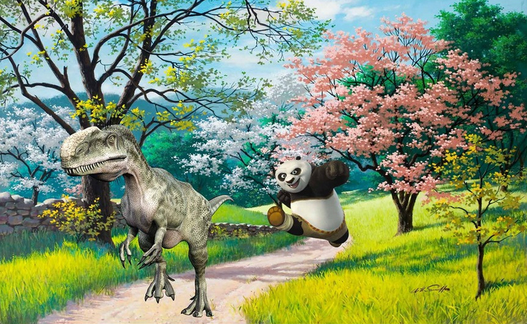 Dinosaur And Panda Wallpaper AJ Wallpaper 