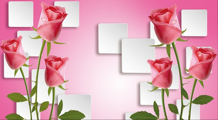Red Roses And Squares Wallpaper AJ Wallpaper 