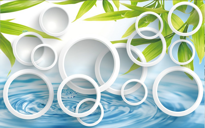 Green Leaves And Circles Wallpaper AJ Wallpaper 