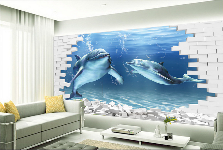 Two Dolphins Wallpaper AJ Wallpaper 