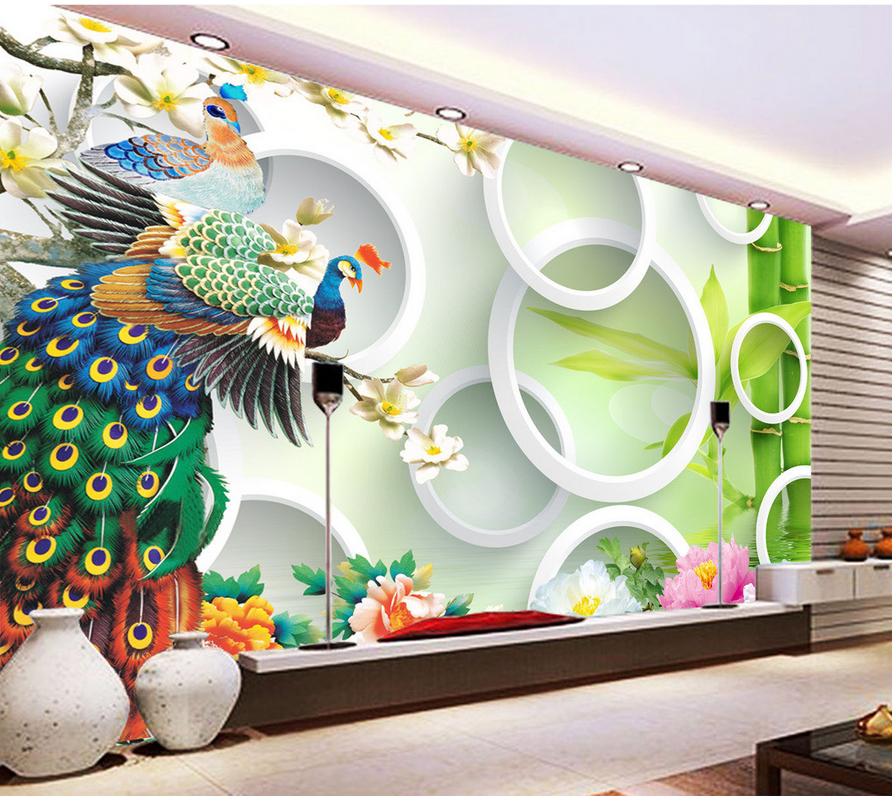 Peacocks And Bamboos Wallpaper AJ Wallpaper 