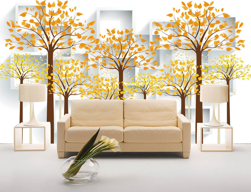 Yellow Trees And Frames Wallpaper AJ Wallpaper 