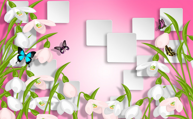Fresh Flowers And Squares Wallpaper AJ Wallpaper 