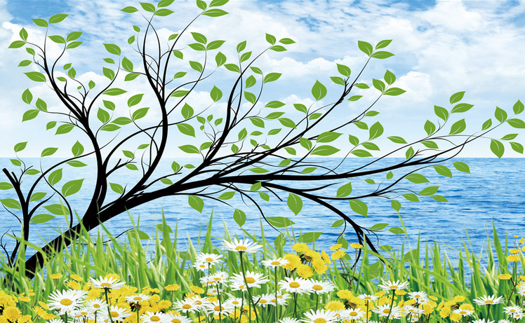 Seaside Tree Wallpaper AJ Wallpaper 