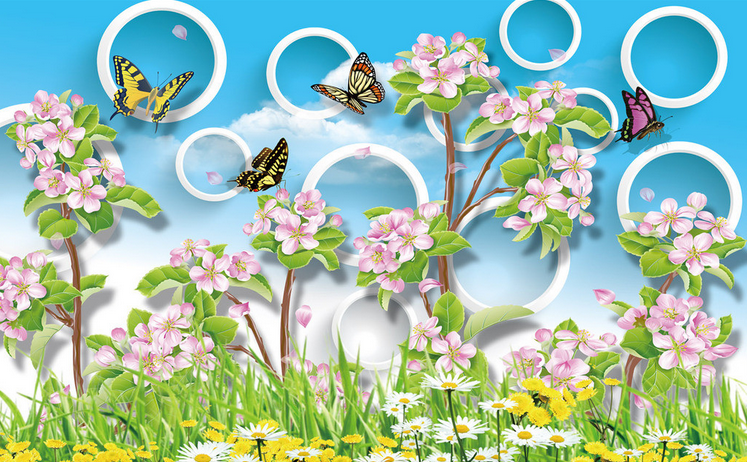 Butterflies Flying Around Blossoms Wallpaper AJ Wallpaper 