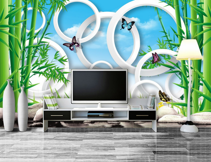 Green Bamboos And Circles Wallpaper AJ Wallpaper 