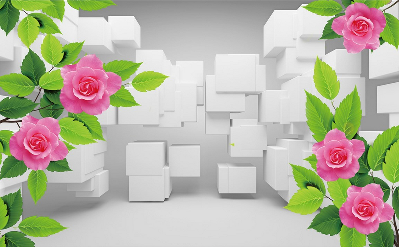 Flowers And Cubes Wallpaper AJ Wallpaper 