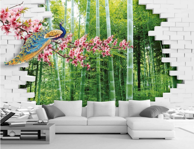 Bamboo Forest And Peacock Wallpaper AJ Wallpaper 