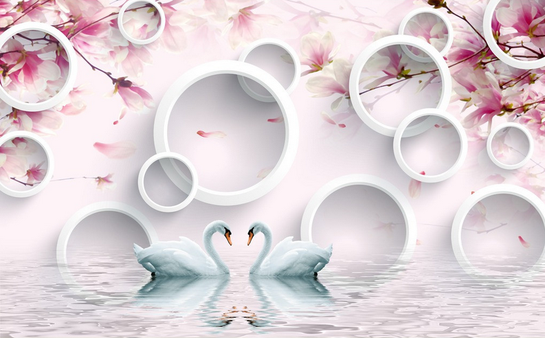 Romantic Swans Wallpaper AJ Wallpaper 