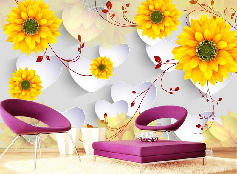 Fashion Yellow Flowers Wallpaper AJ Wallpaper 