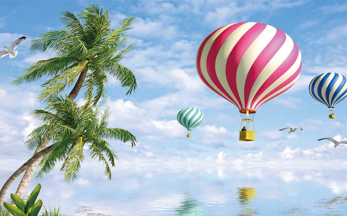 Sea Hot Air Balloons Wallpaper AJ Wallpaper 