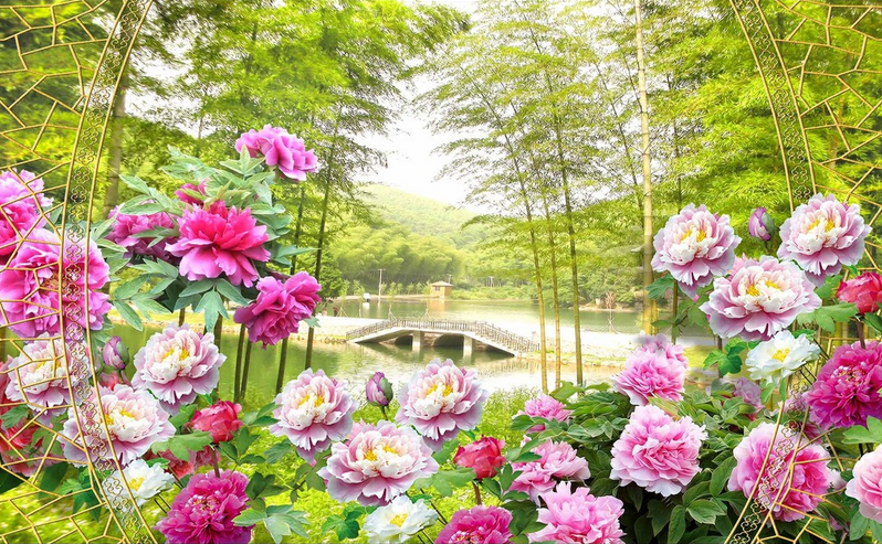 Bamboos And Blossoms Wallpaper AJ Wallpaper 