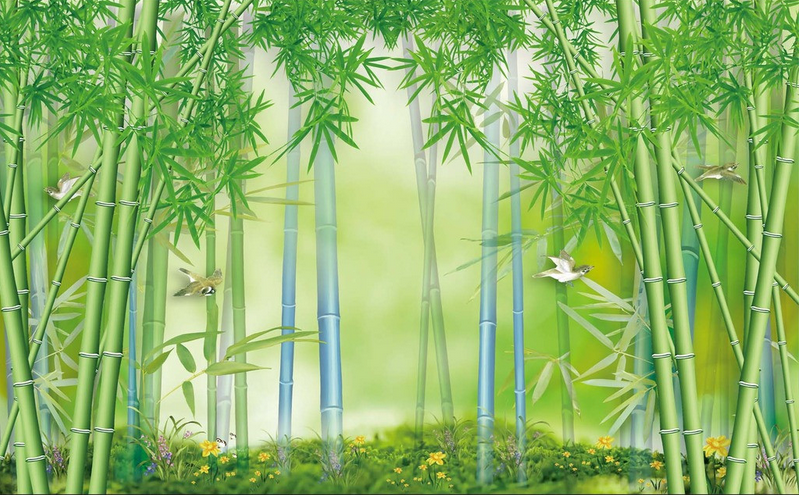 Bamboo Forest Birds Wallpaper AJ Wallpaper 