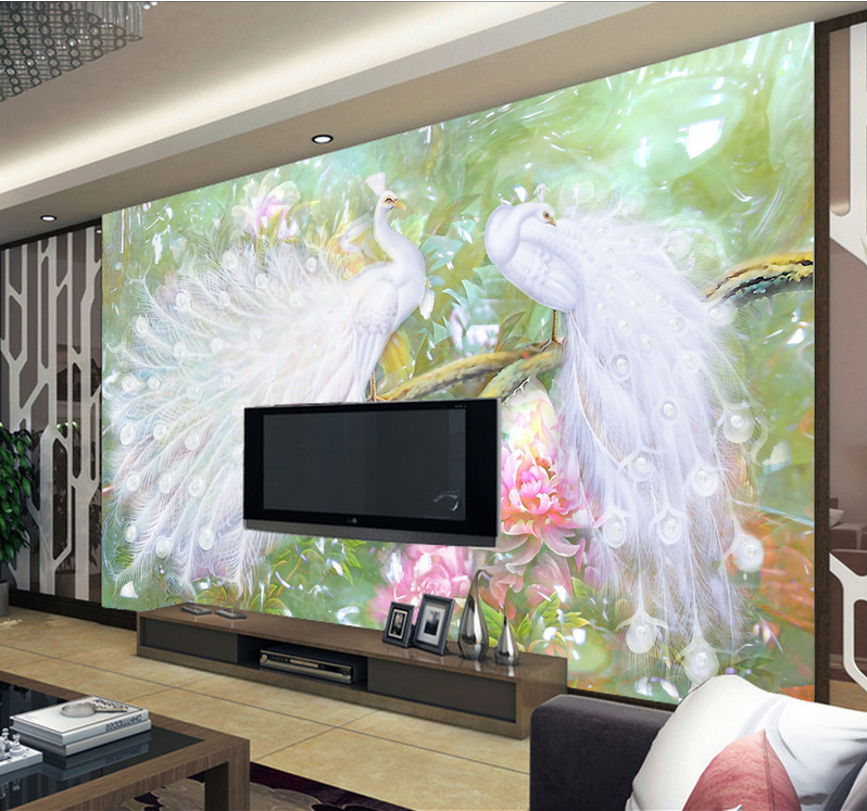 White Peacocks Wallpaper AJ Wallpaper 