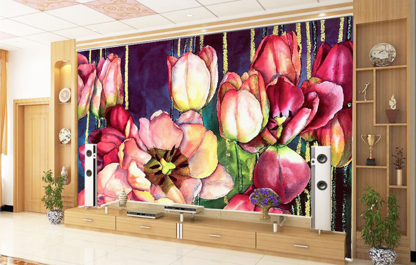 Graffiti Red Flowers Wallpaper AJ Wallpaper 