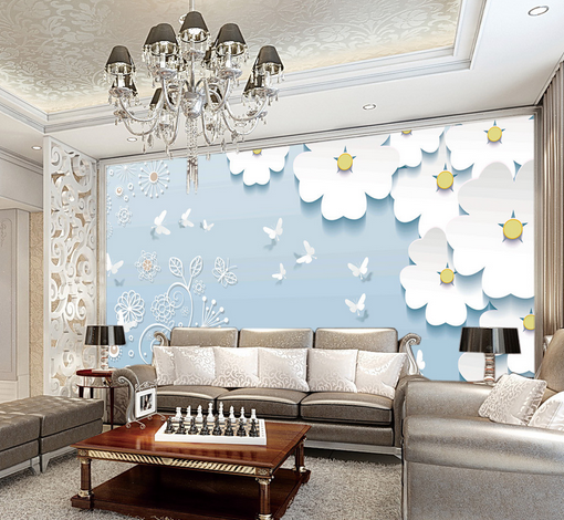 3D Daisy Butterfly 449 Wallpaper AJ Wallpaper 