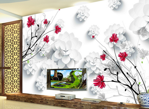 3D Small Red Flowery 312 Wallpaper AJ Wallpaper 