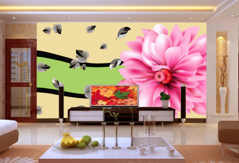 3D Floating Leaves 051 Wallpaper AJ Wallpaper 