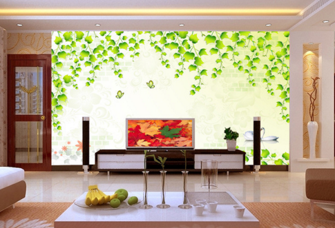 3D Rattan Leaf 046 Wallpaper AJ Wallpaper 