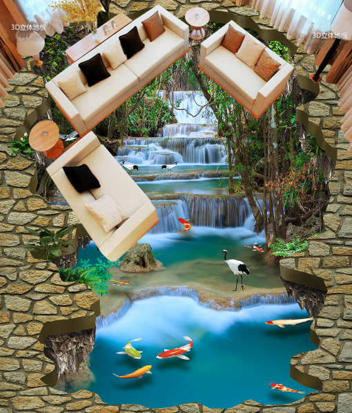 3D Crowned Crane 031 Floor Mural Wallpaper AJ Wallpaper 2 