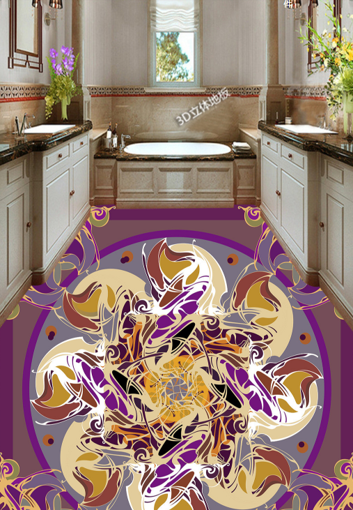 3D Flower Line 026 Floor Mural Wallpaper AJ Wallpaper 2 