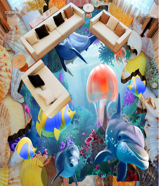 3D Pink Jellyfish 023 Floor Mural Wallpaper AJ Wallpaper 2 