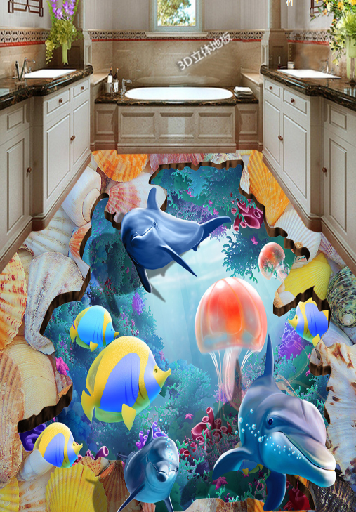 3D Pink Jellyfish 023 Floor Mural Wallpaper AJ Wallpaper 2 