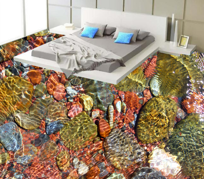 3D Water Stones 015 Floor Mural Wallpaper AJ Wallpaper 2 