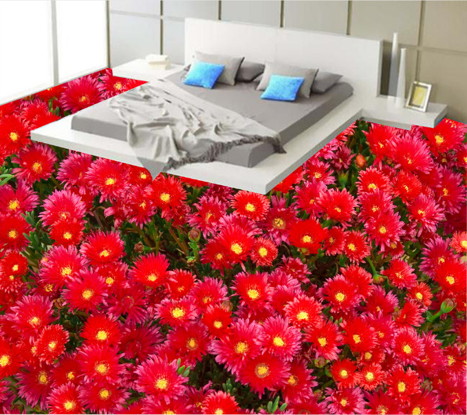 3D Safflower Sea 213 Floor Mural Wallpaper AJ Wallpaper 2 