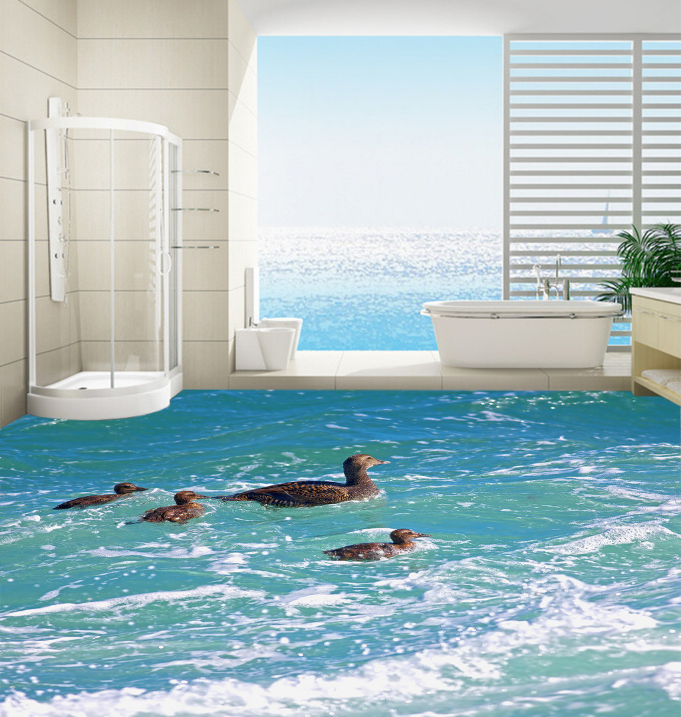 3D Water Duck 187 Floor Mural Wallpaper AJ Wallpaper 2 