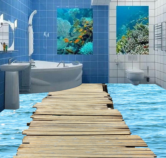 3D Seaside 182 Floor Mural Wallpaper AJ Wallpaper 2 