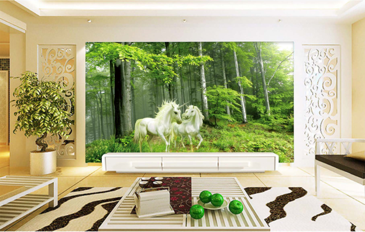 3D Woodland Unicorn 168 Wallpaper AJ Wallpaper 