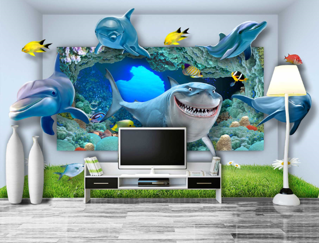 3D Dolphin Shark 175 Wallpaper AJ Wallpaper 