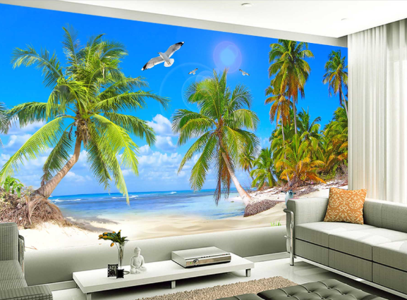 3D Coconut Grove Penguin 190 Wallpaper AJ Wallpaper 