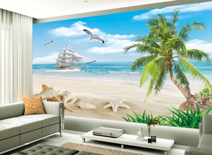 3D Conch Seagull 206 Wallpaper AJ Wallpaper 